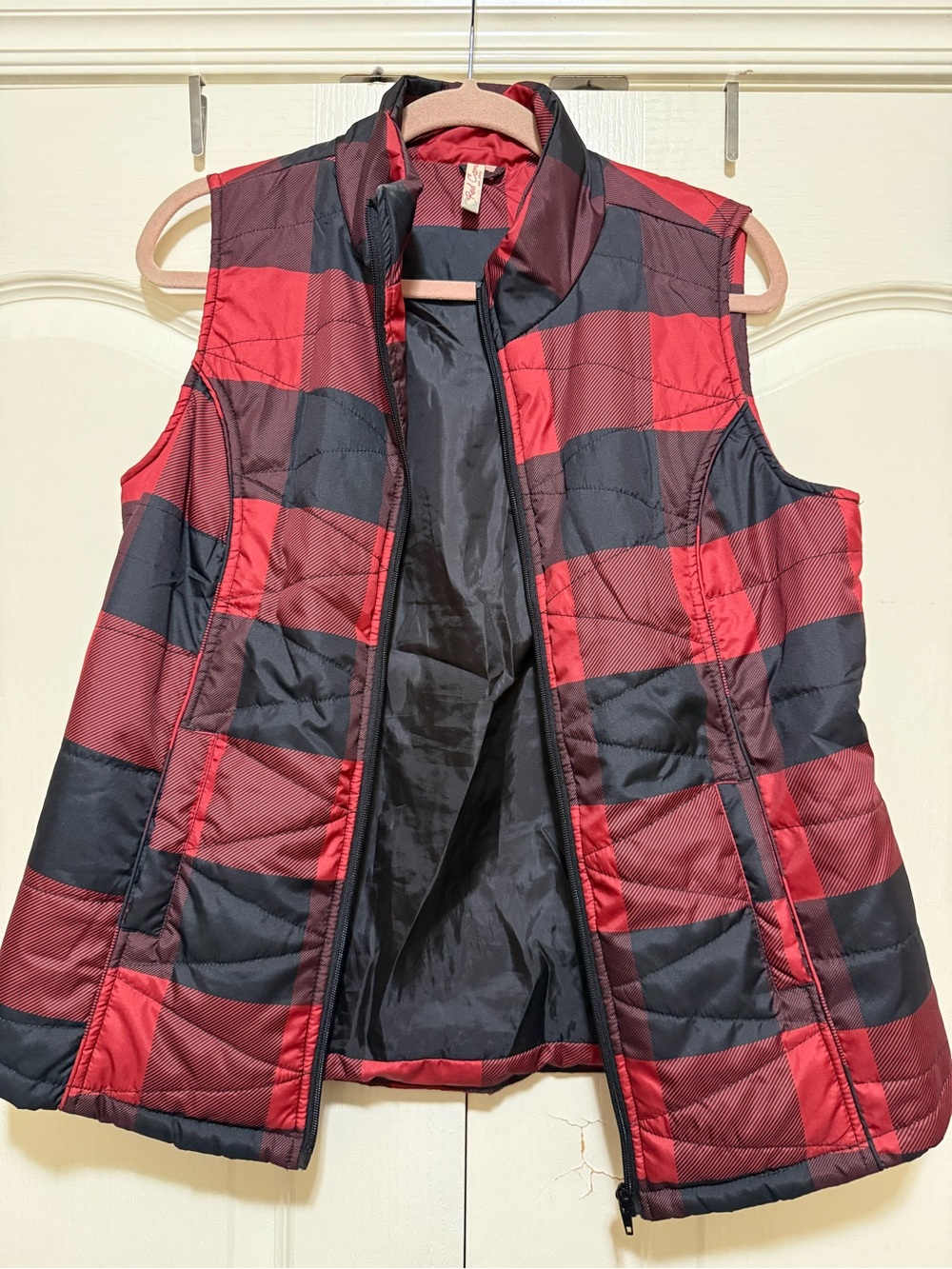Red Camel Red and Black Plaid Quilted Vest